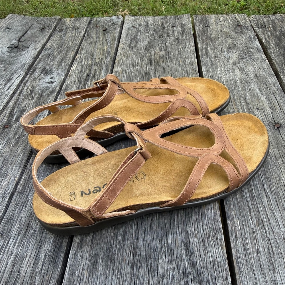 Naot Women Leather Dorith Strappy Sandals Tan Brown Comfort Shoes 38 L7 - Picture 6 of 9